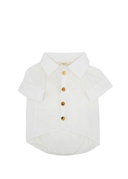 Beyaz Düğmeli Köpek Gömleği