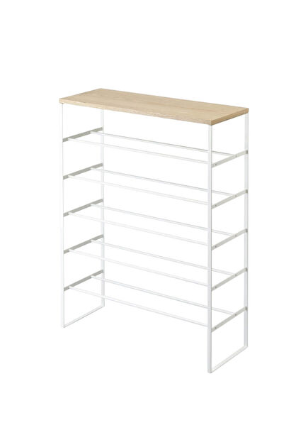 Beyaz Ahşap Üstlü Çelik 6 Katlı Ayakkabılık 