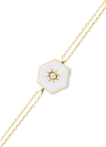 Gabrielle Altıgen Beyaz Mineli Bileklik