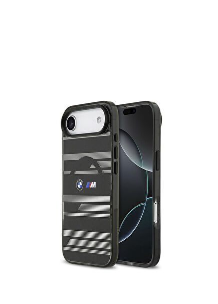 iPhone 17 Air Black Magsafe Compatible Phone Case with Horizontal Stripe M Logo