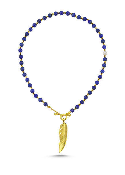 Lapis Feather River Womens Silver Necklace