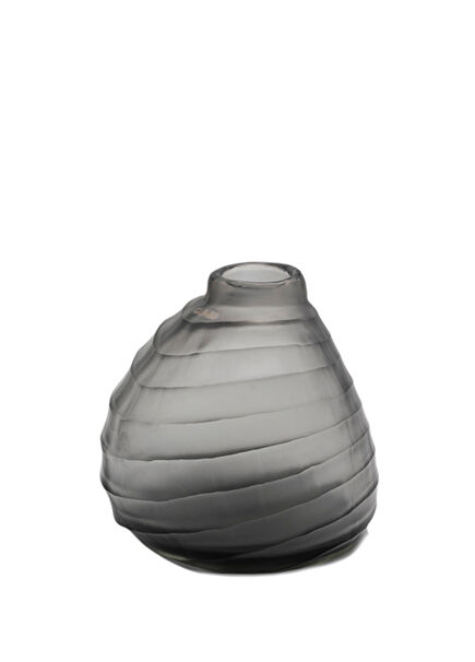 Belly Clear Grey Glass Medium Vase