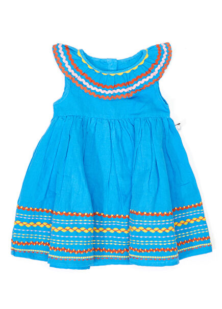 Blue Embroidered Detail Baby Girl Dress