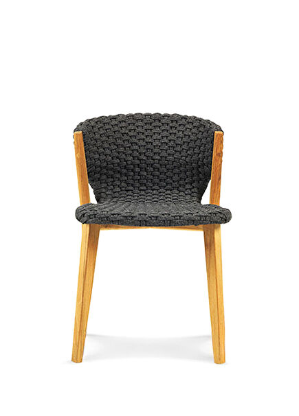 Knit Sleeveless Teak Rope Lava Grey Dining Chair