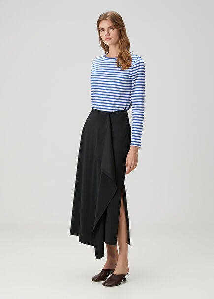 Black Draped Asymmetrical Skirt