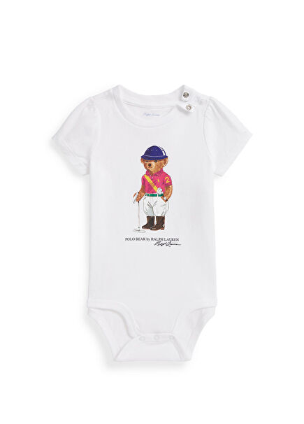 Polo Bear White Baby Girl Jumpsuit