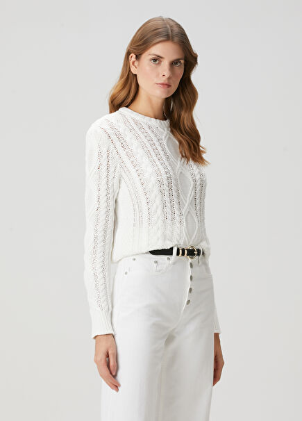 White Cable Knit Sweater