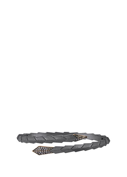 Guard of Men 925 Sterling Silver Crossed Men's Bracelet with Brown Diamonds