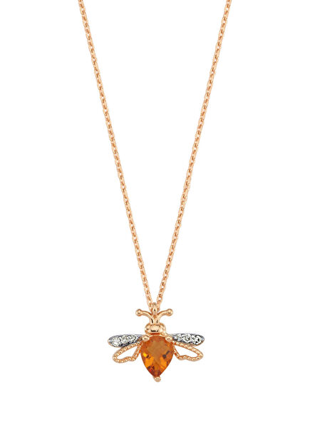 Honey Colored Stone Women's Gold Necklace