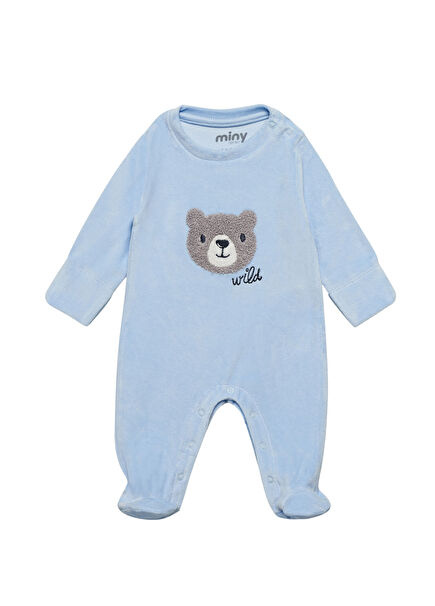 Blue Baby Boy Velvet Jumpsuit