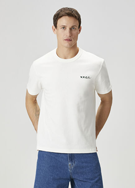 Beyaz Logo Nakışlı T-shirt