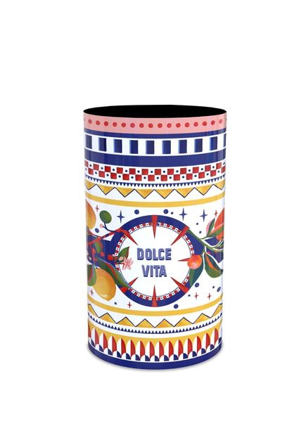 Dolce Vita Limon Desenli Metal Silindir Kutu  