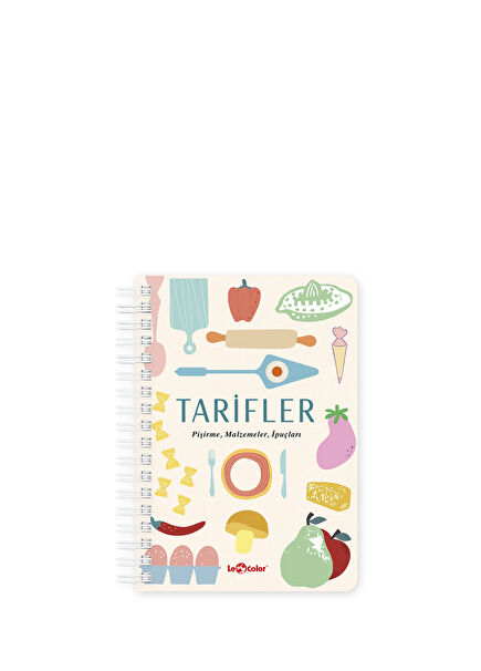 Görselli Spiralli Bej Yemek Tarif Defteri 