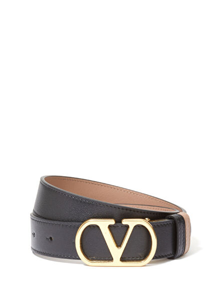 Powder Black Double-Sided Women's Leather Belt