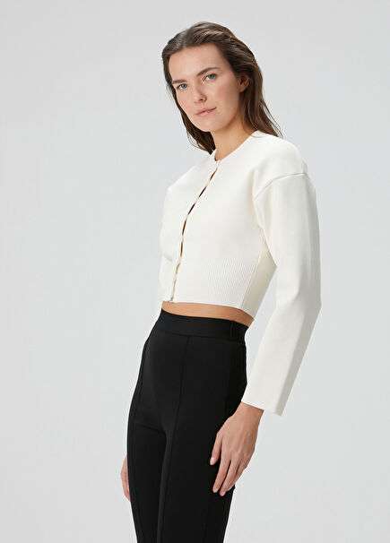 Off-White Crop Cardigan