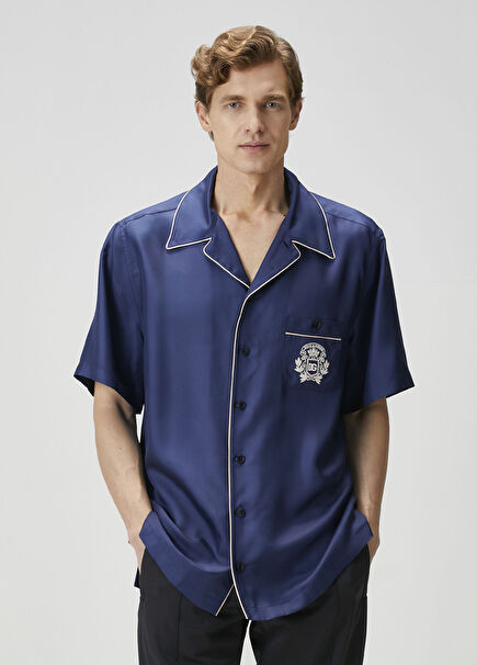 Dark Blue Silk Shirt