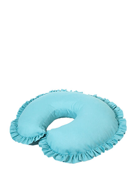 Turquoise Cotton Ruffled Nursing Pillow