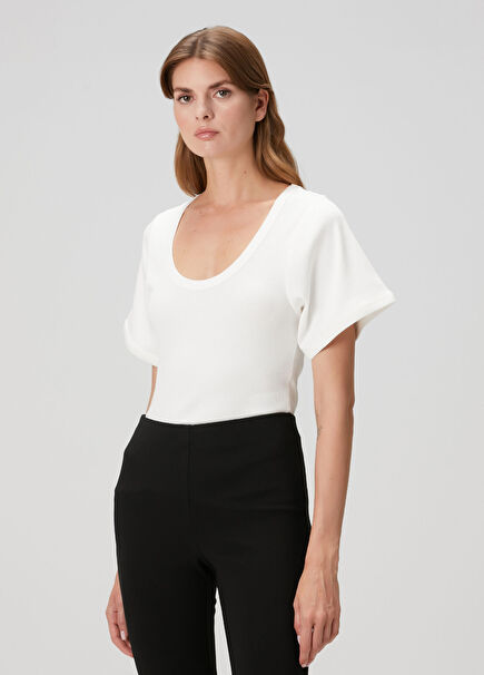 Lunai Kırık Beyaz Organik Pamuk T-shirt