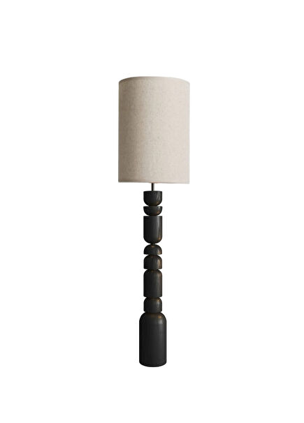 Row Red Wood Floor Lamp