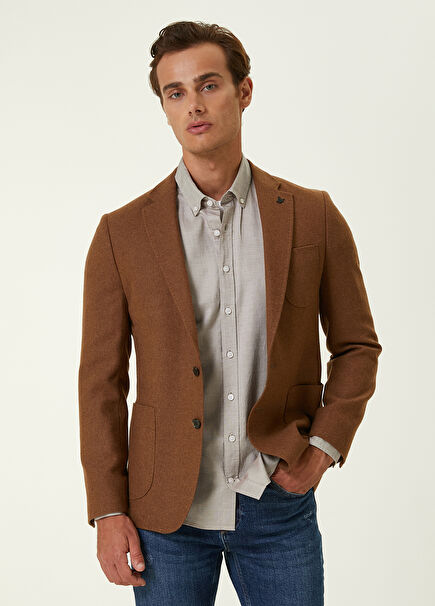 Taba Kalın Flanel Yün Ceket