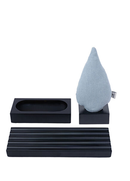 Woody Black Blue Spruce 3-Piece Desktop Organizer