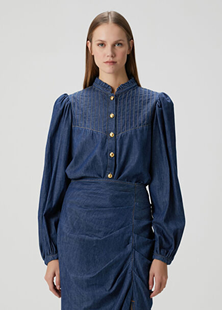 Daria Lacivert Denim Bluz