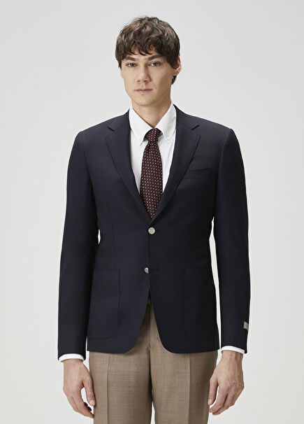 Navy Blue Wool Jacket