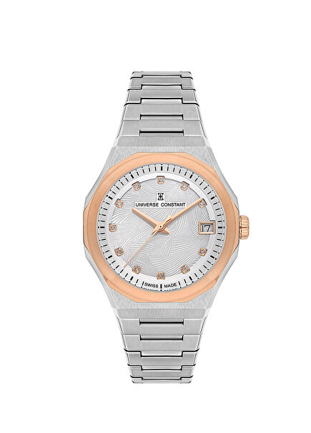 UC1036 Pırlantalı Metalik Gri Kadın Kol Saati