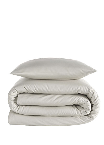 Odin Stone 300 TC Cotton Satin Single Duvet Cover Set 160 x 220 cm