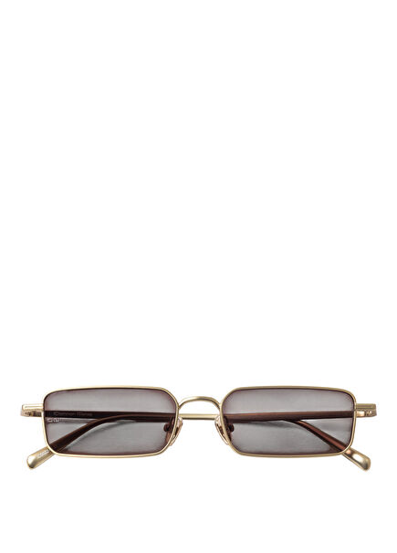 Gold Brown Metal Unisex Sunglasses