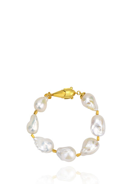 Mtuta Pearl 925 Sterling Silver 14K Gold Women's Bracelet