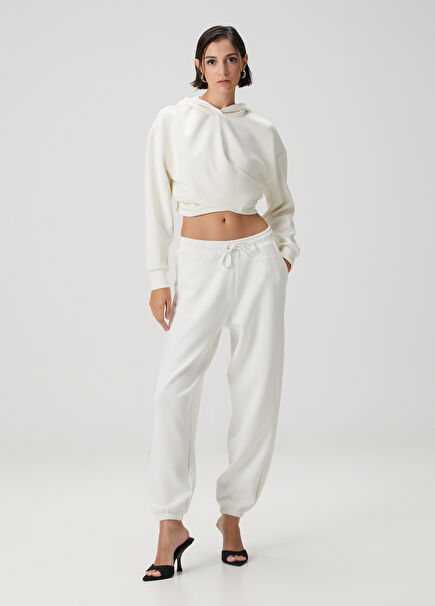 Kırık Beyaz Logolu Eşofman Altı