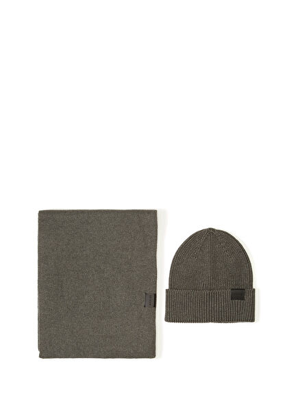 Grey Unisex Scarf Beanie Set