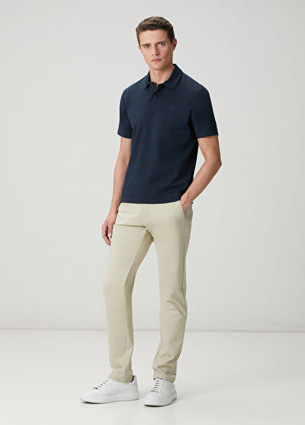 Beige Waist Corded Chino Trousers