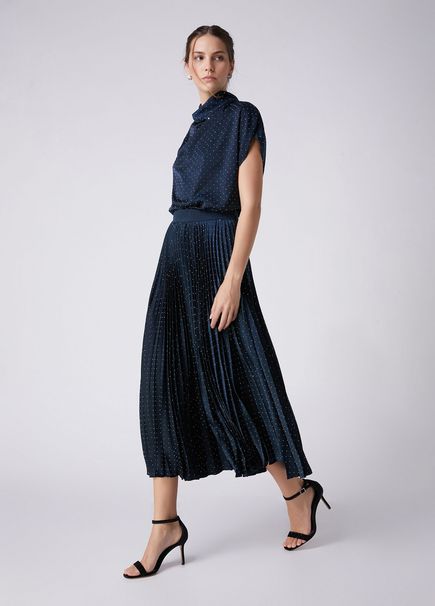 Navy Blue Hotfix Midi Skirt