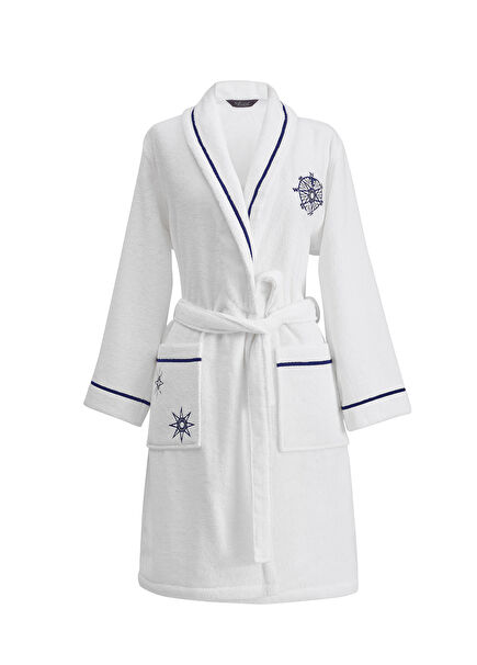Marine Lady Beyaz Pamuklu Kadın Bornoz
