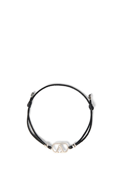 VLogo Black Men's Leather Bracelet