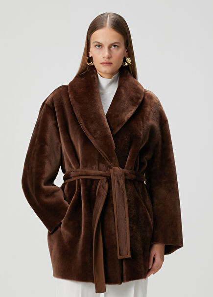 Seraphina Brown Leather Coat