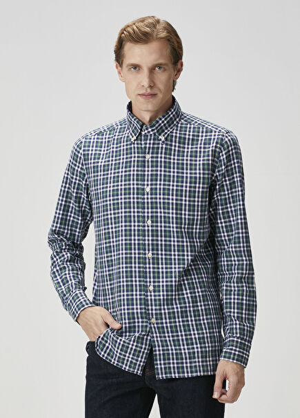 Green Plaid Patterned Shirt