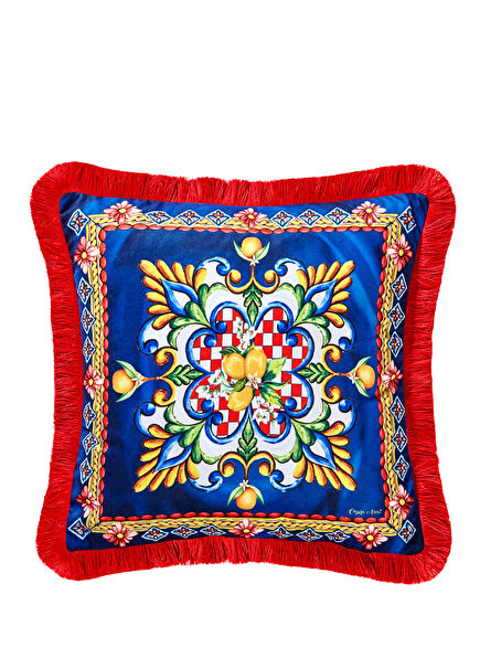 La Felicita Navy Blue Velvet Decorative Pillow