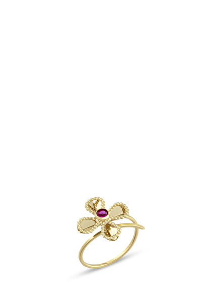 Lotus Ruby 14K Gold Women's Ring