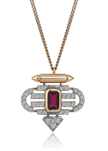 Prego Punto Pırlanta Taşlı 14 Ayar Beyaz Altın Kadın Kolye