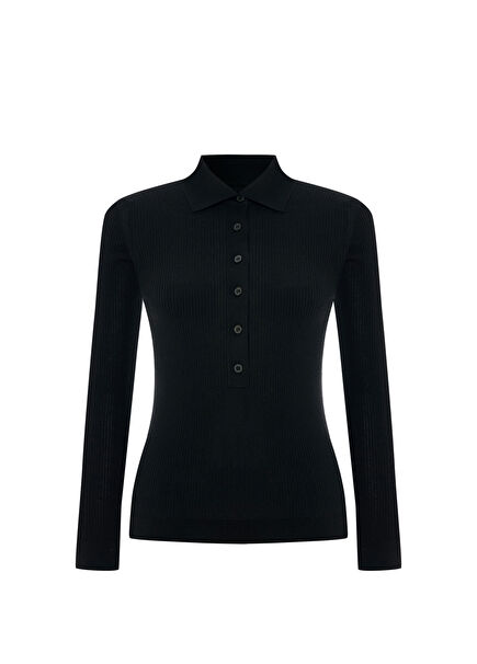 Waverly Black Polo Yaka Kadın Triko