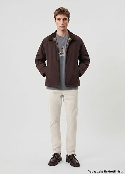 Regular Fit Beige Slim Chinos