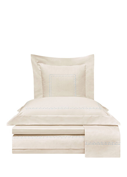 Amelia Blue Embroidered Satin Extra King Size Duvet Cover Set 260 x 240 cm