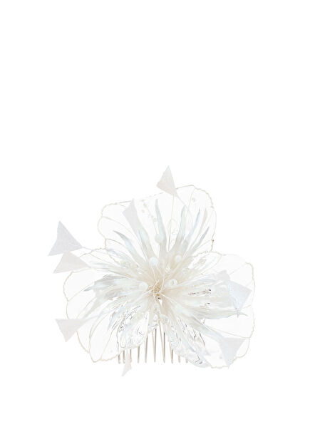 Alen Tüylü Çiçekli Duvak Aksesuarı 