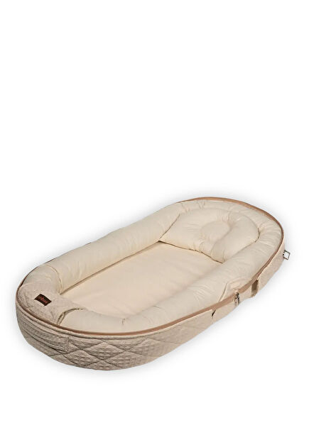 Babynest Beige 0-24 Months Folding Baby Mobile Bed
