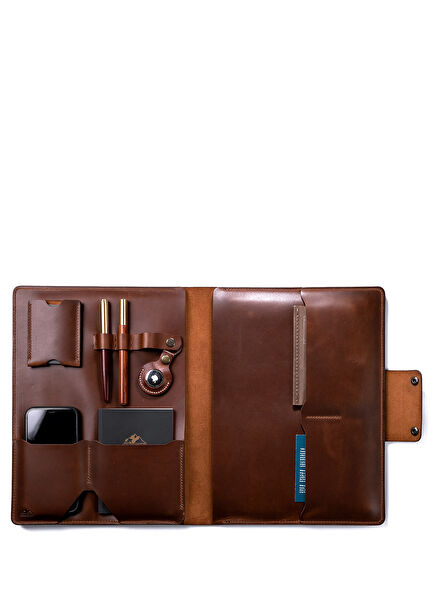 MacBook Pro 13" Antik Kahve Deri Kılıf Organizer 