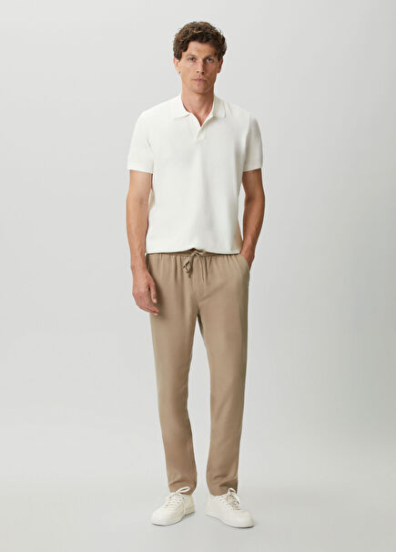 Summer Bej Tencel Jogger Pantolon