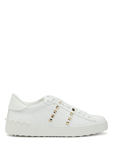 Rockstud White Women's Leather Sneaker